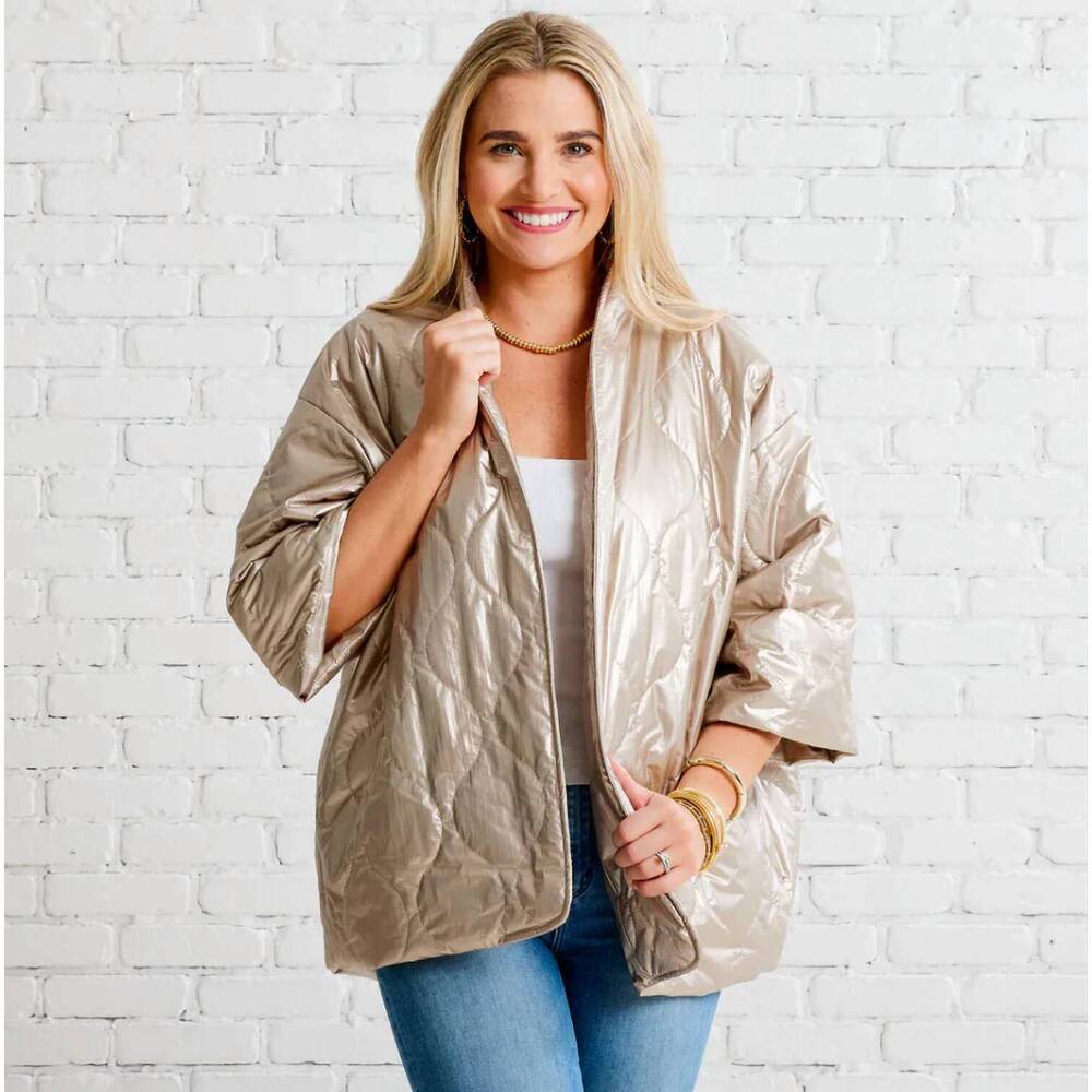 NEW CARYN LAWN penny puffer jacket in gold - Picture 1 of 2